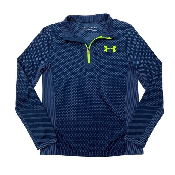 Under Armour Training Sweatshirt Youth Boys M Medium Navy HeatGear Loose Workout - Picture 1 of 12